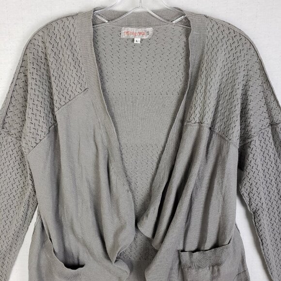 Pete & Greta Johnny Was Cardigan Open Front Lightweight Knit Cotton size L Gray - Picture 3 of 10